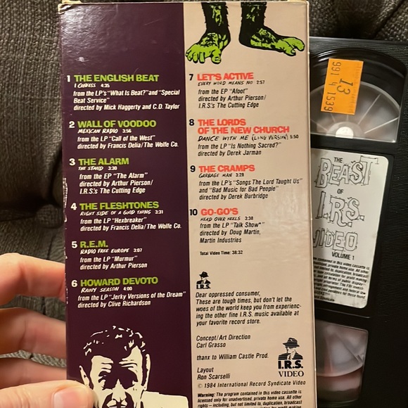 “As is” Vintage 1984 rare The Beast of IRS Video volume 1 VHS tape - Picture 3 of 6